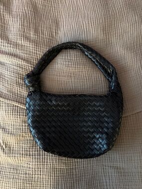 Black Woven Shoulder Bag